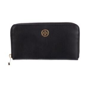 Tory Burch Black Leather Continental Ziparound Wallet GS